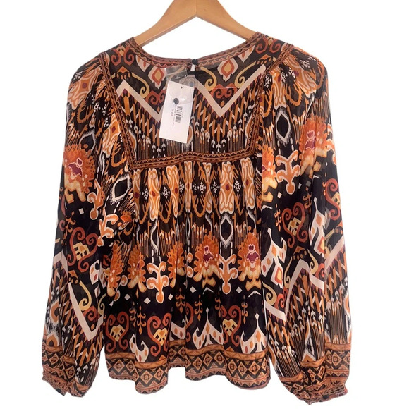 Flying Tomatoe Blouse Aztec Print Boho Blouse size small - Picture 5 of 5